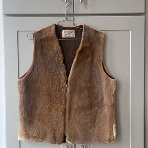 Vintage Joey Fashions Kangaroo Fur Brown Zip Front Vest Medium Australia
